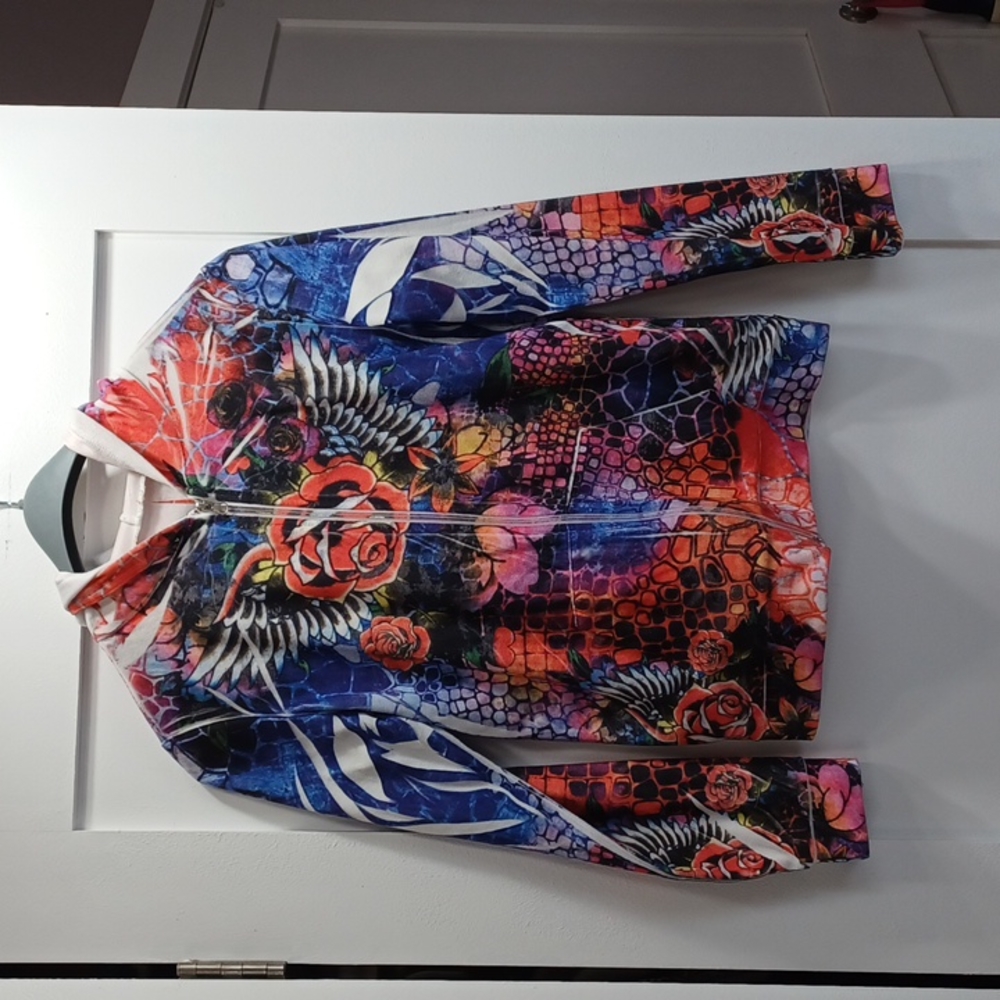 Soft Velour Giraffe Animal Print Snake Skin Wings Flowers Tie Dye Hoodie Jacket